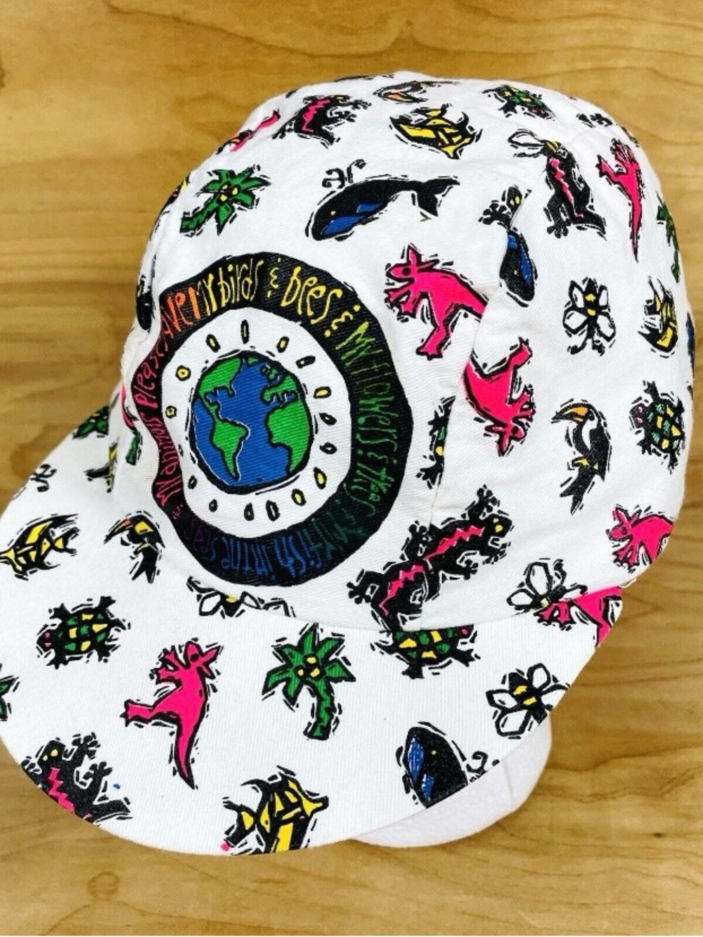 Vintage Earth Day 90's Hat Painters Cap Made in U.S.A. Save my birds & bees